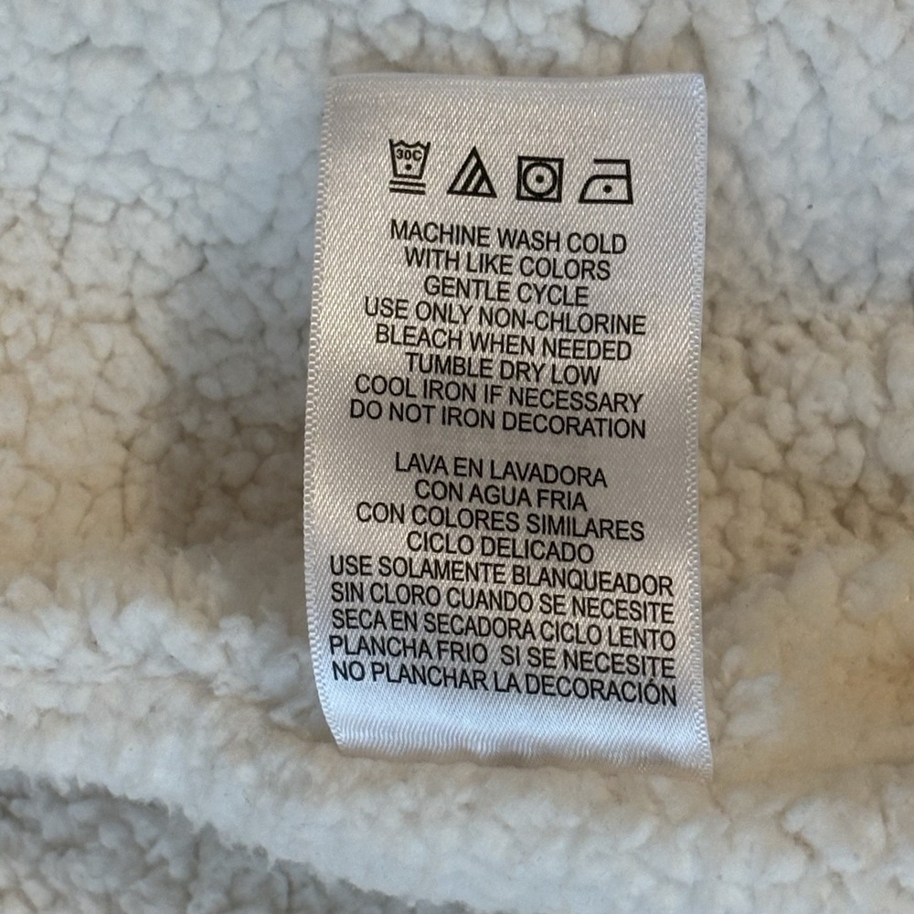 ROXY Girl Embroidered Sherpa Hoodie Size Youth Large 14/16 Zip Surf Logo‎ Floral - Picture 8 of 8
